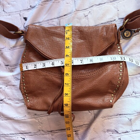 The Sak Flap Genuine Leather Crossbody Bag Purse Studded Brown - Picture 14 of 15
